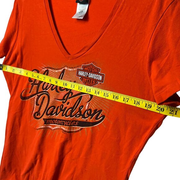 Harley-Davidson Womens V-Neck T-Shirt XL Cotton/Spandex Blend Graphic Logo - Picture 7 of 10